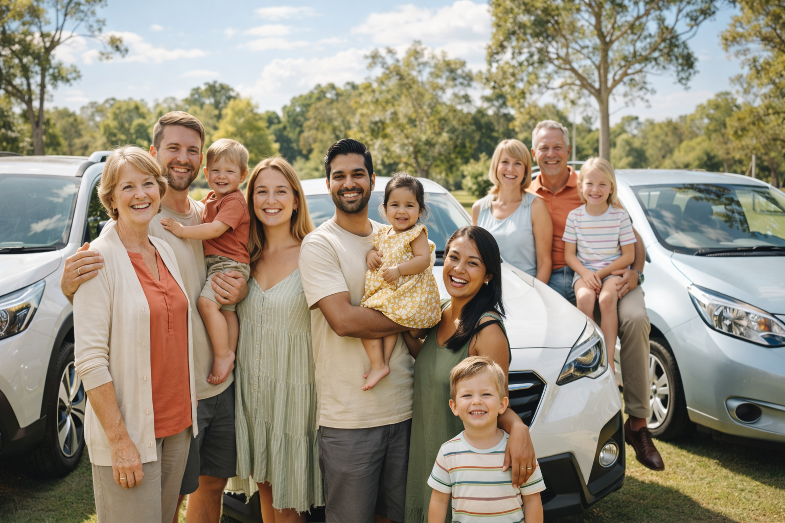Happy SEQ families with their cars